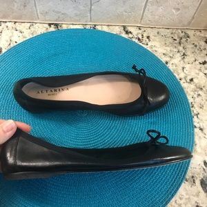 Altariva Roma Black Leather Ballet Flats